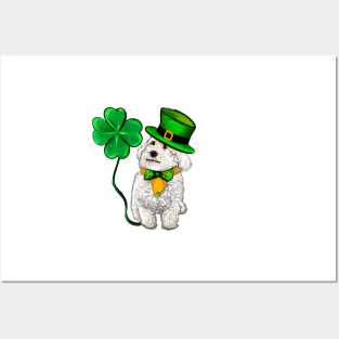 Clover Malarkey Funny Cavapoo puppy dog in hat and tie with Shamrocks - green 4 leaf clovers shamrock. Shenanigans The best Irish gift ideas 2024 Posters and Art